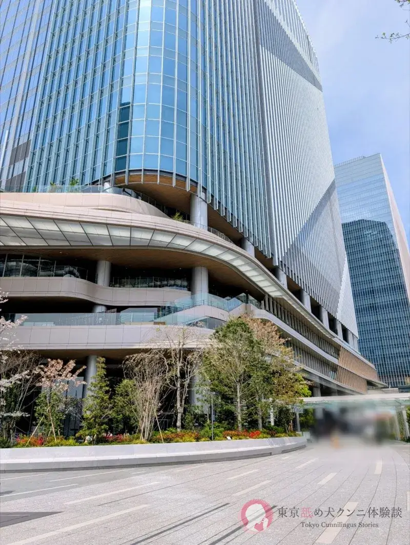 桜が散り始めた高輪ゲートウェイ駅前の様子