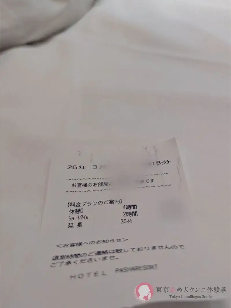 新宿歌舞伎町のホテルのレシート